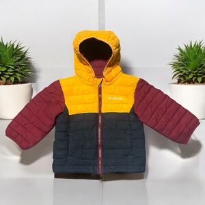 Columbia Youth Toddler Puffer Jacket 2T Winter Coat Hooded Color Block Warm